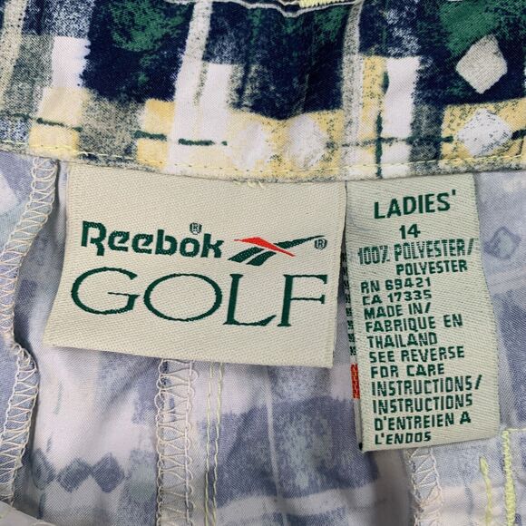 Vintage Reebok Shorts Women 14 Multi Madras Slash Pocket High Rise Retro Culotte - Picture 4 of 12